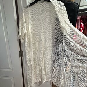 White Lace Kimono Cardigan